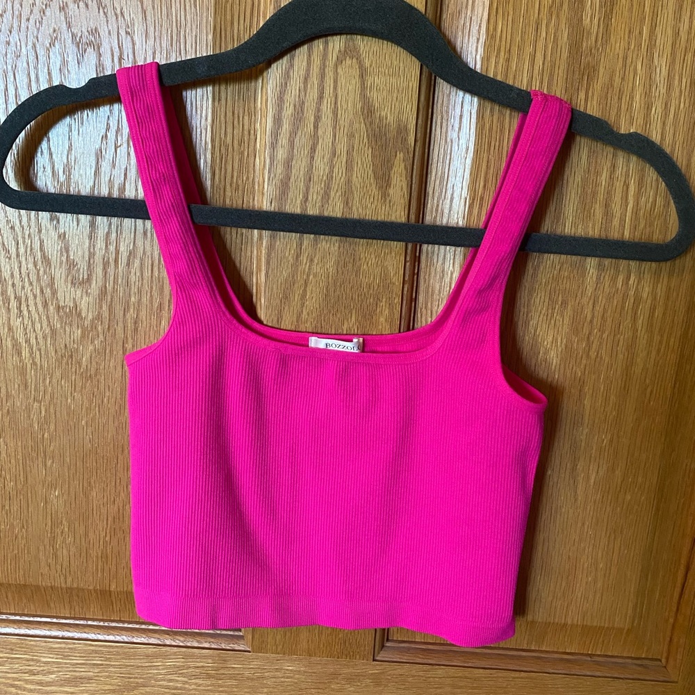 Bozzolo Pink Fitted Crop Tank Top